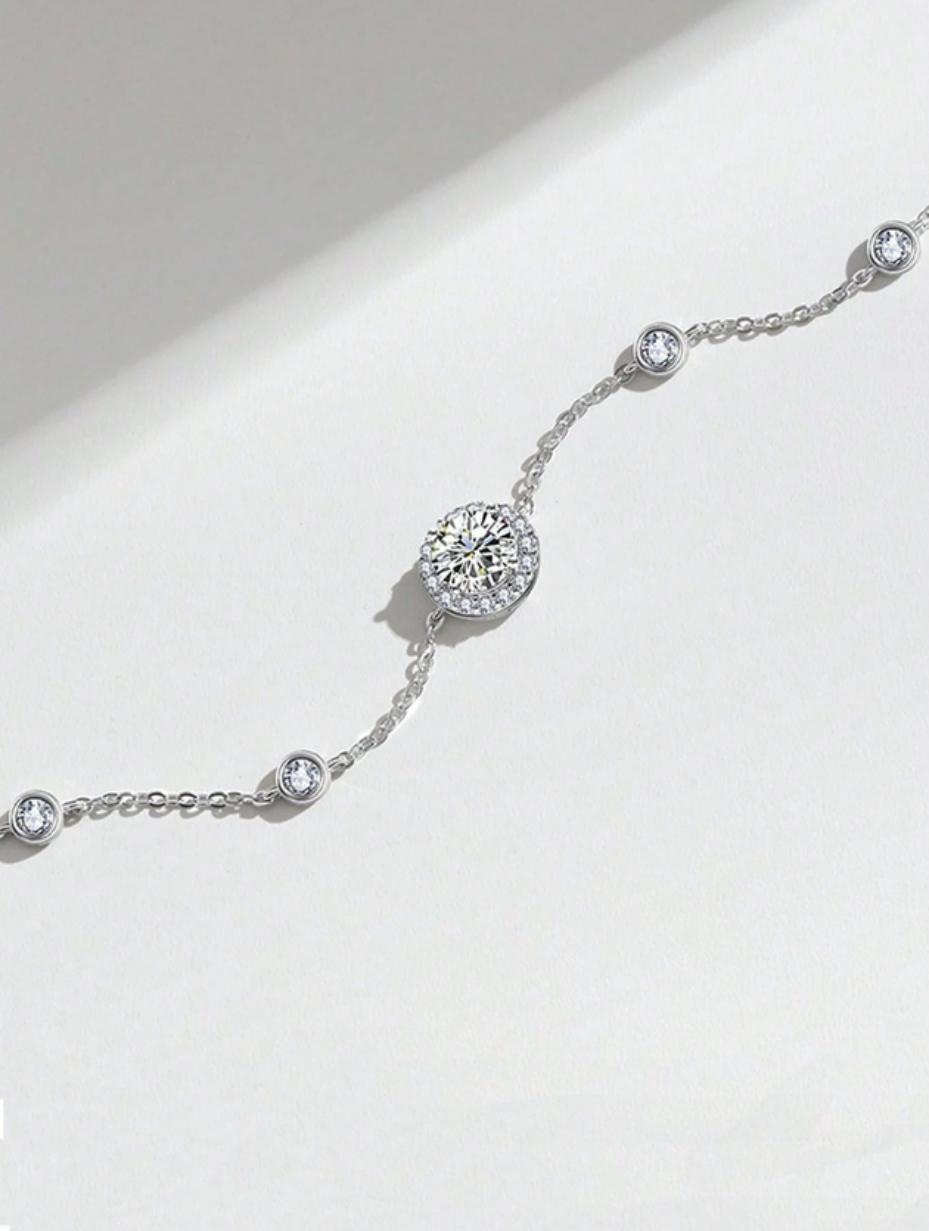 S925 Silver Moissanite Star Bracelet | Elegant & Luxurious