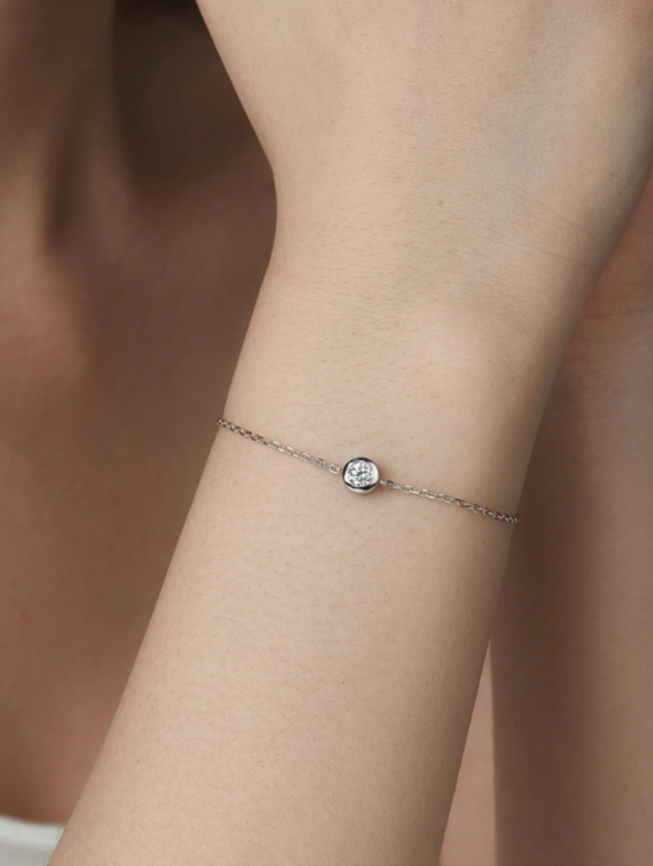 S925 Silver Moissanite Bubble Bracelet | Simple & Elegant