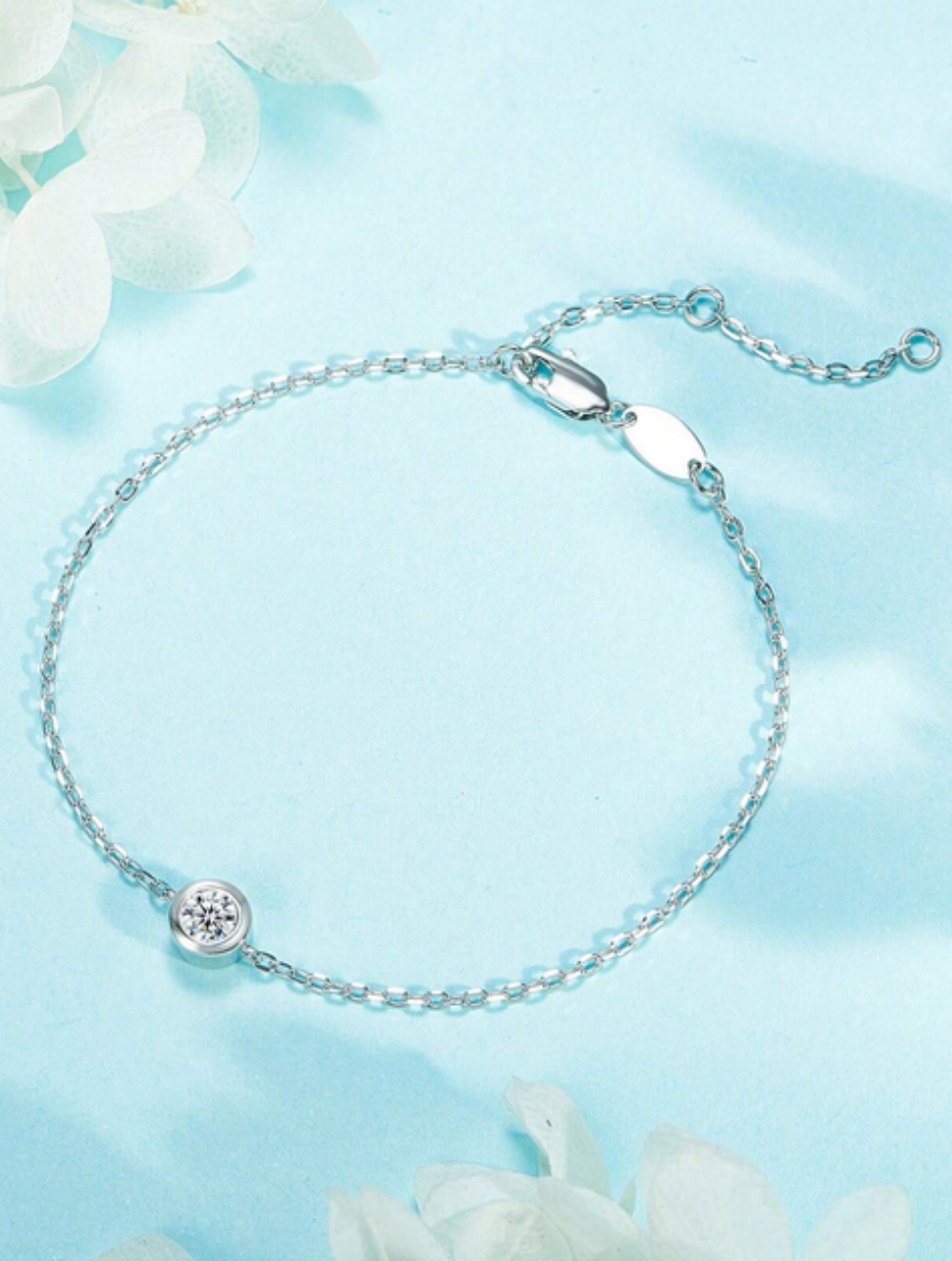 S925 Silver Moissanite Bubble Bracelet | Simple & Elegant