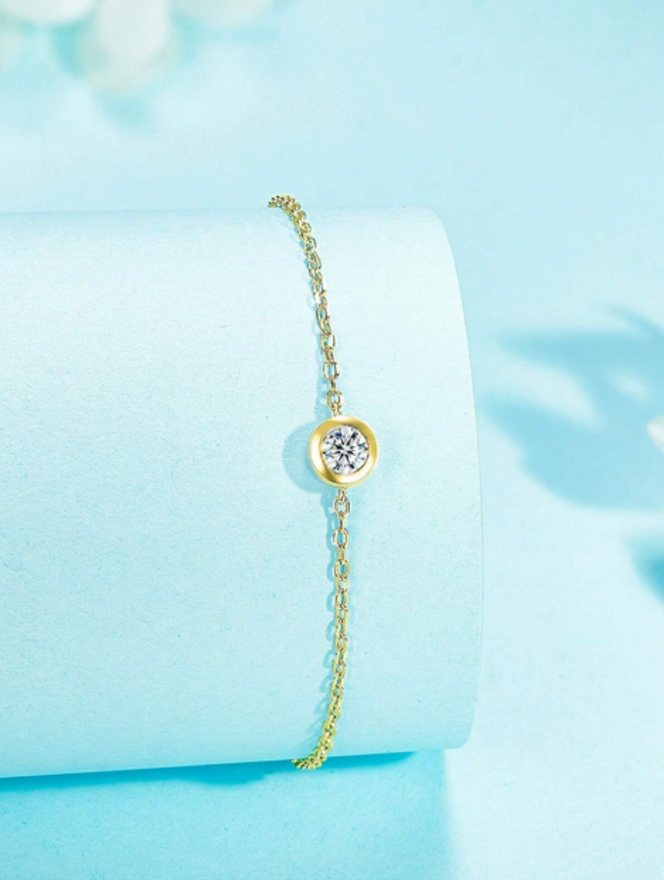 S925 Silver Moissanite Bubble Bracelet | Simple & Elegant