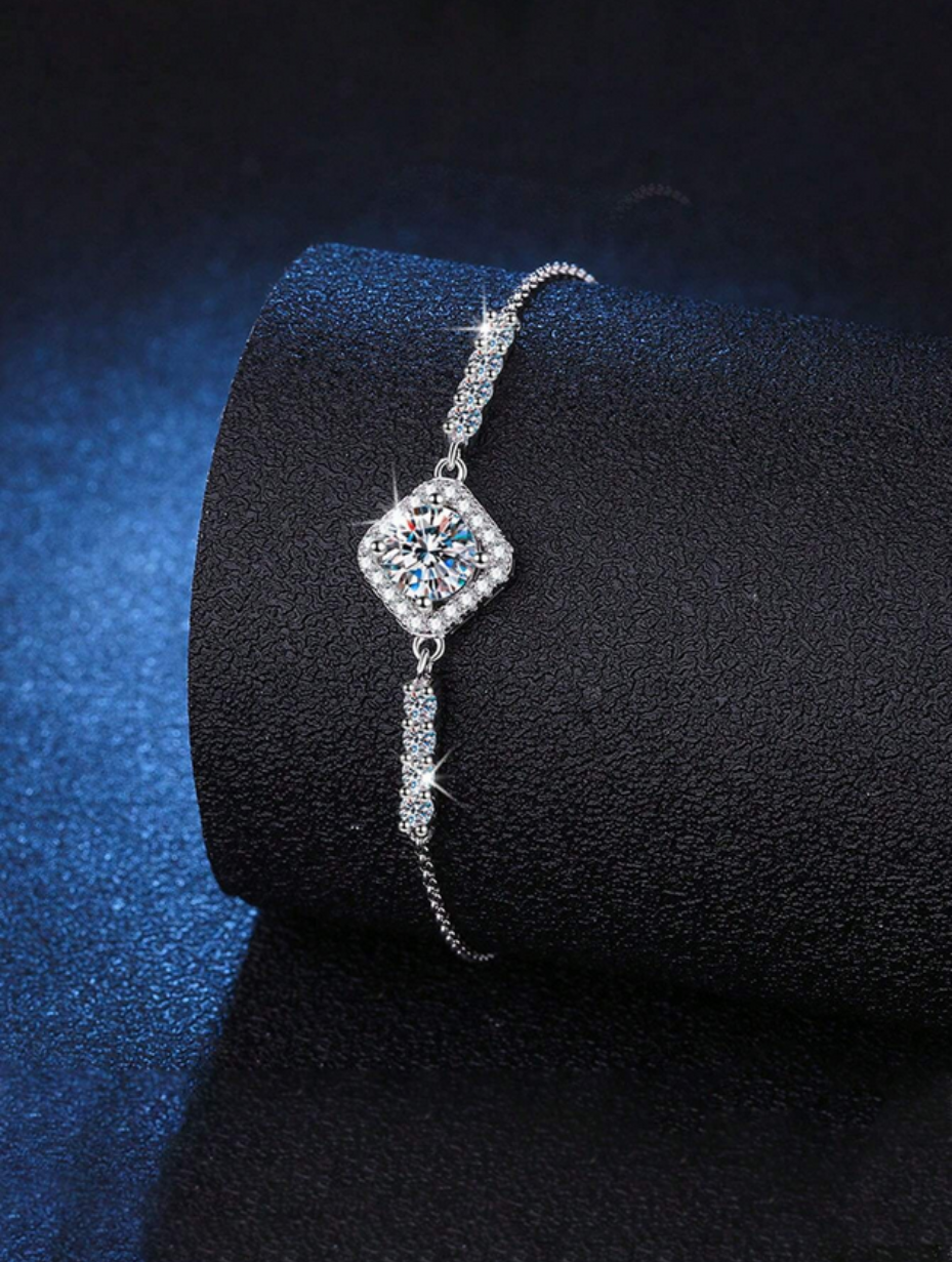 S925 Silver Moissanite Rhinestone Bracelet | Versatile & Elegant
