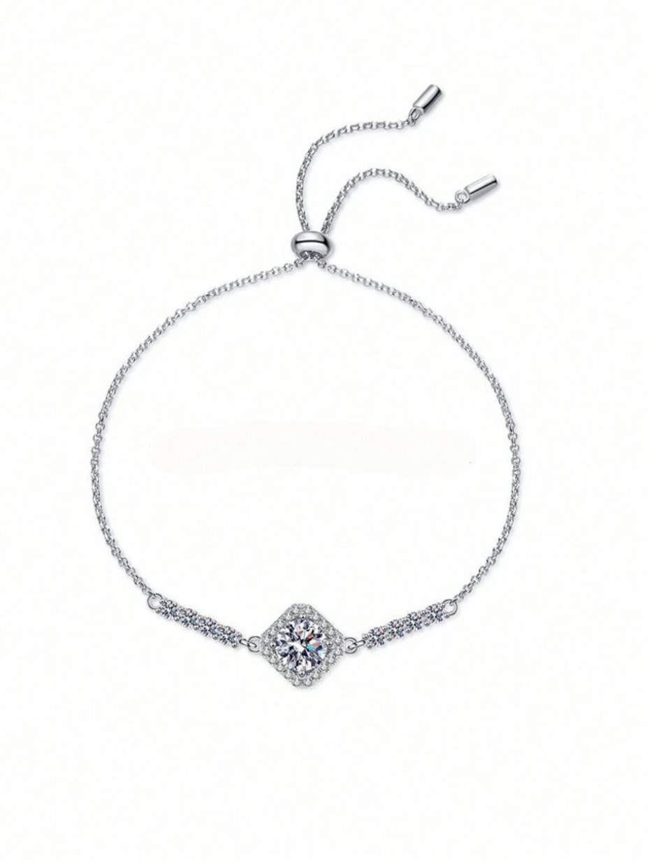 S925 Silver Moissanite Rhinestone Bracelet | Versatile & Elegant