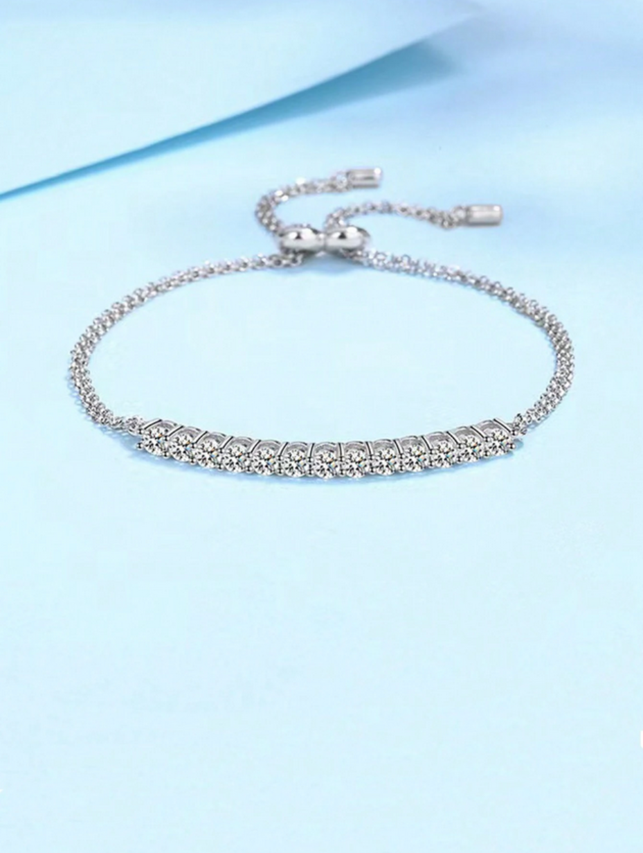 S925 Moissanite Tennis Bracelet | Adjustable Elegance