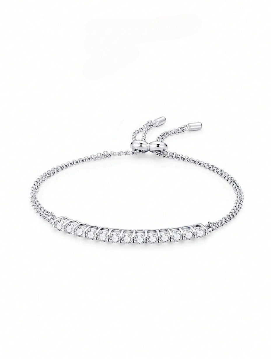 S925 Moissanite Tennis Bracelet | Adjustable Elegance