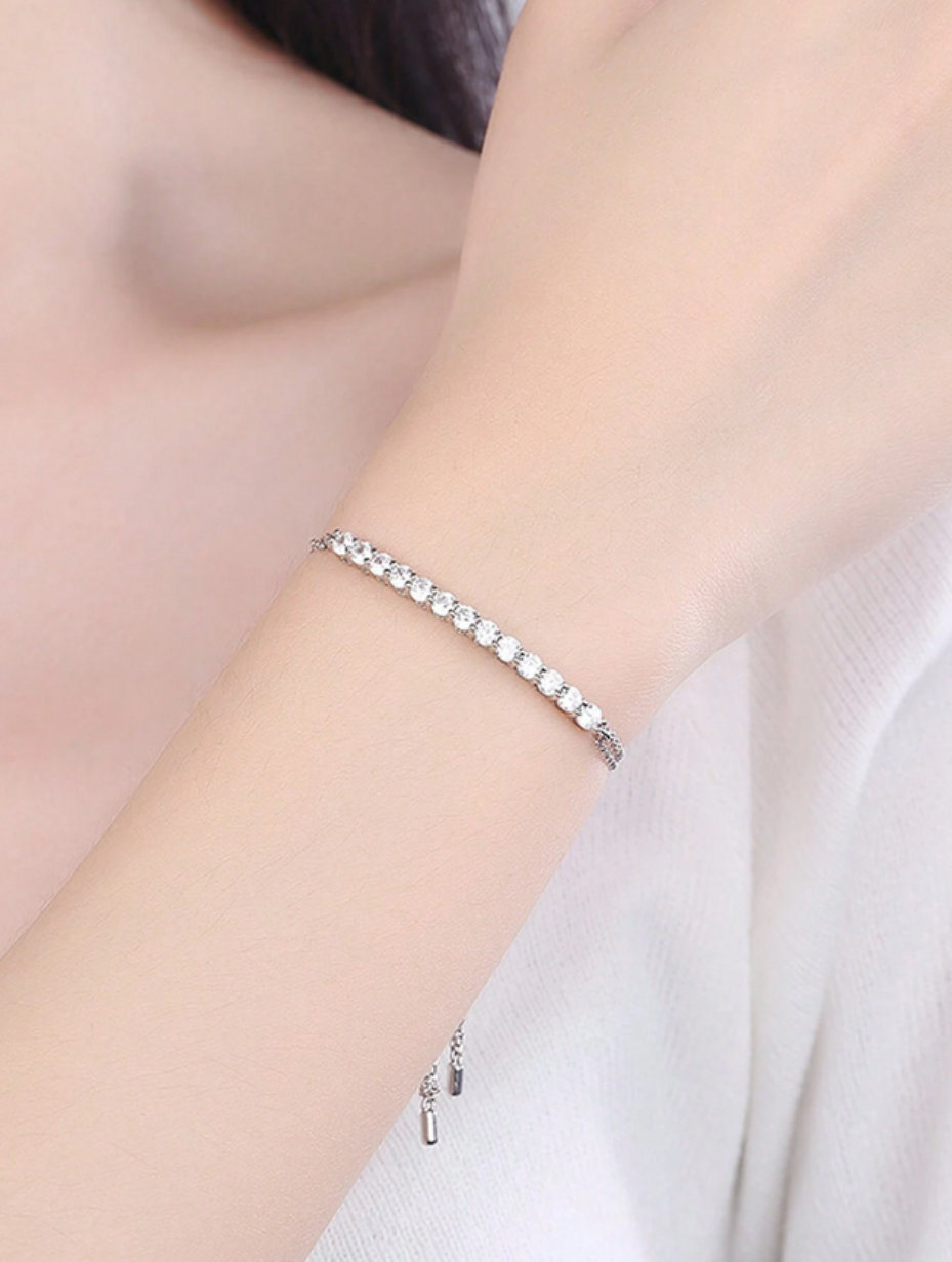 S925 Moissanite Tennis Bracelet | Adjustable Elegance