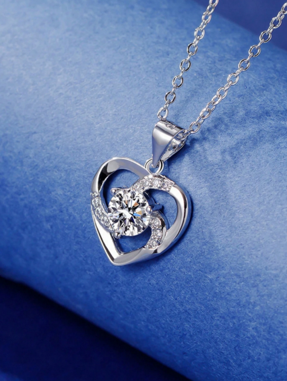 Moissanite Pendant Necklace | Heart Windmill Design
