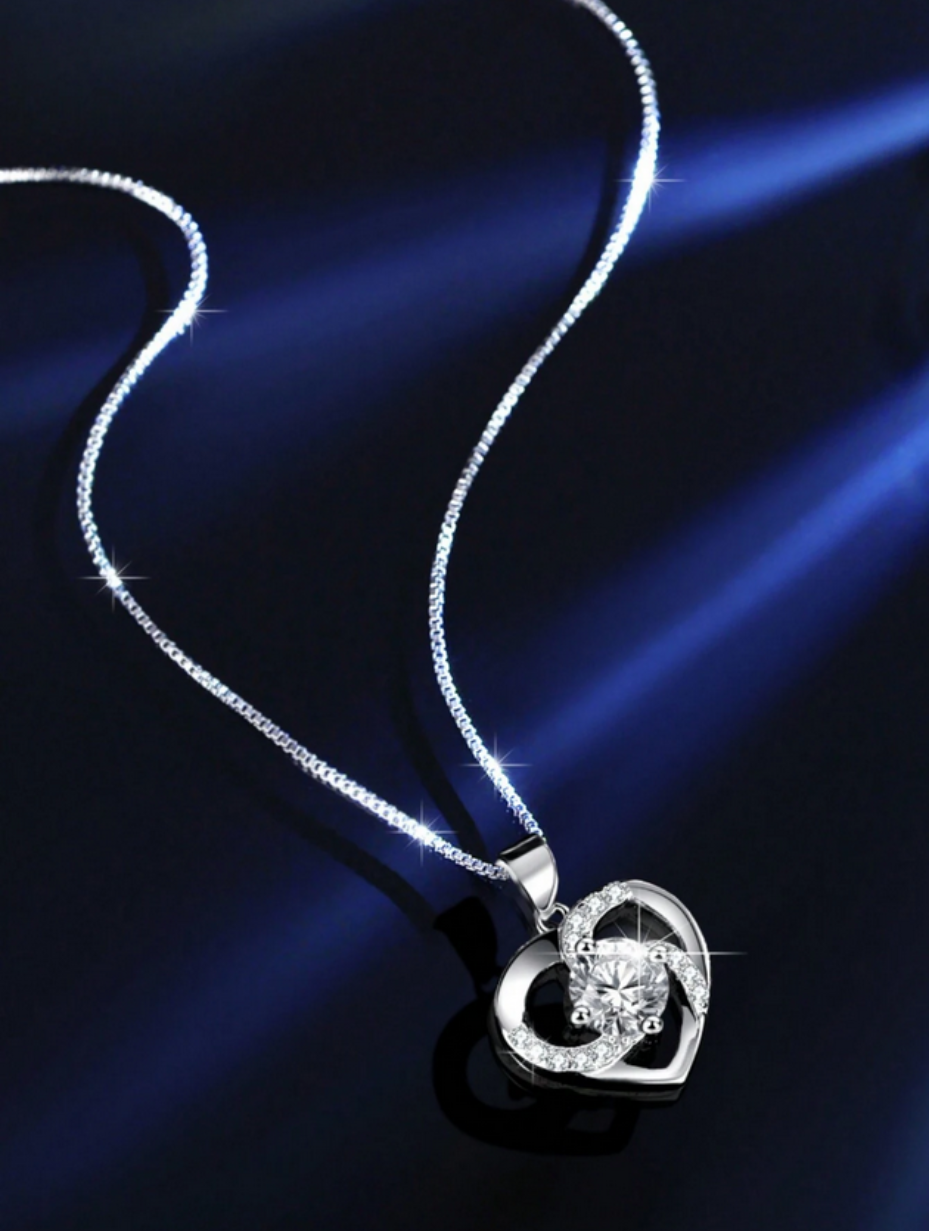 Moissanite Pendant Necklace | Heart Windmill Design