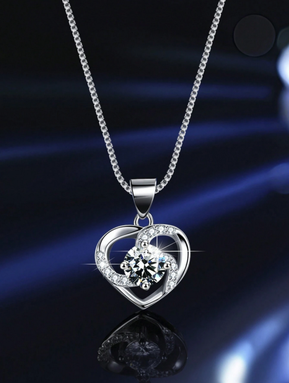 Moissanite Pendant Necklace | Heart Windmill Design