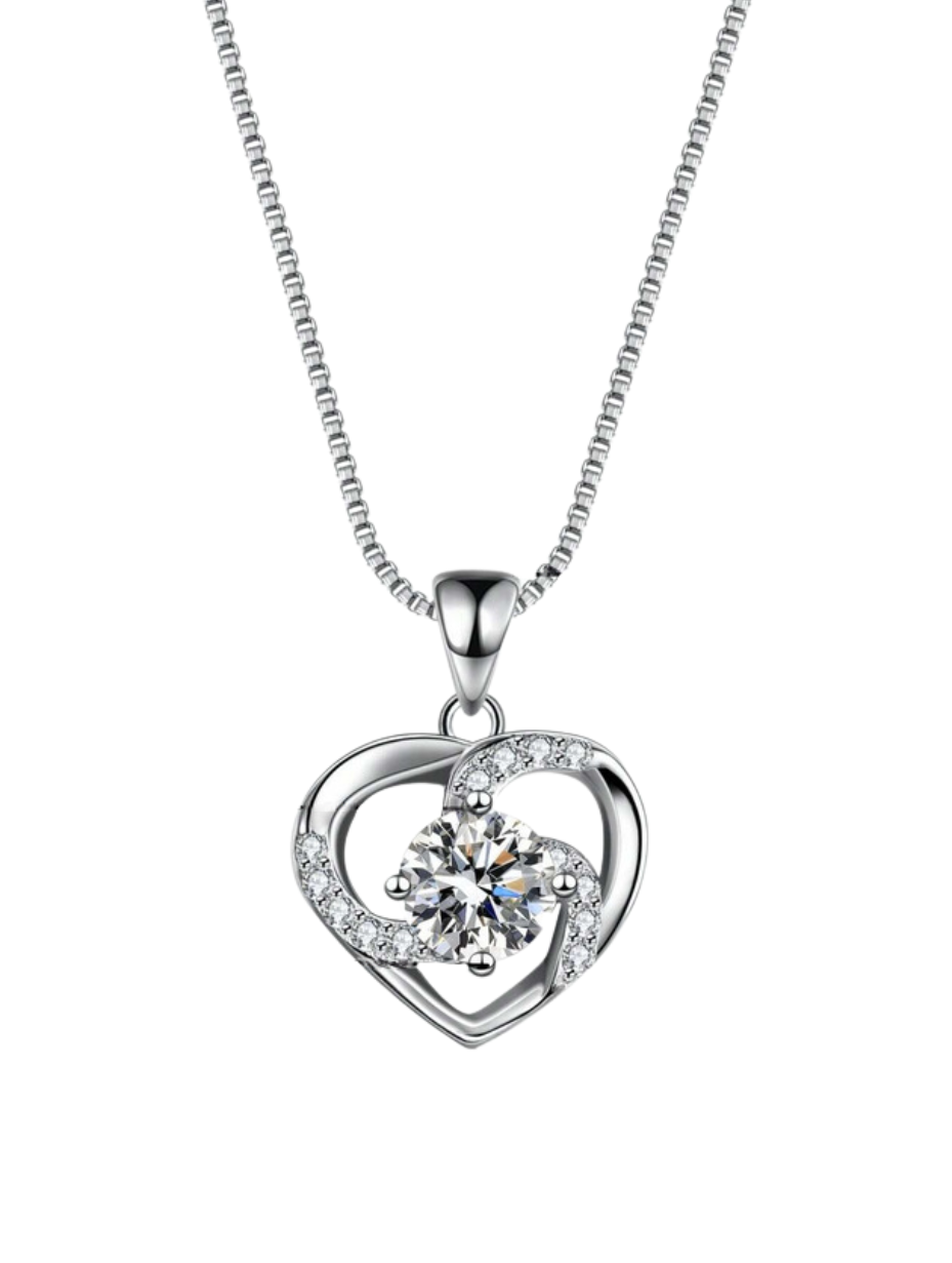 Moissanite Pendant Necklace | Heart Windmill Design