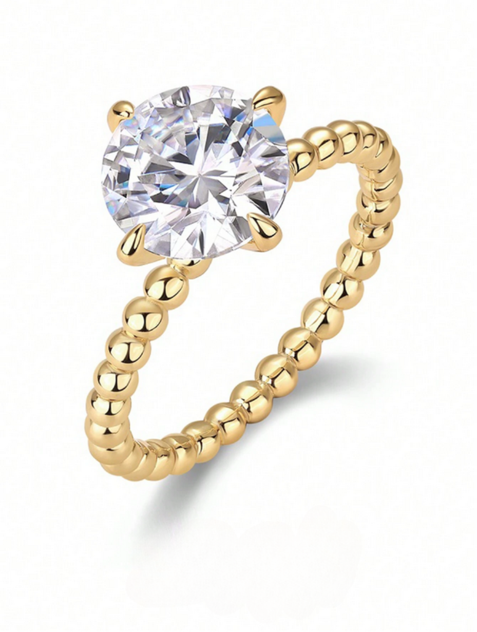 Unik Rund Moissanitring | 18 Karat Forgyldt