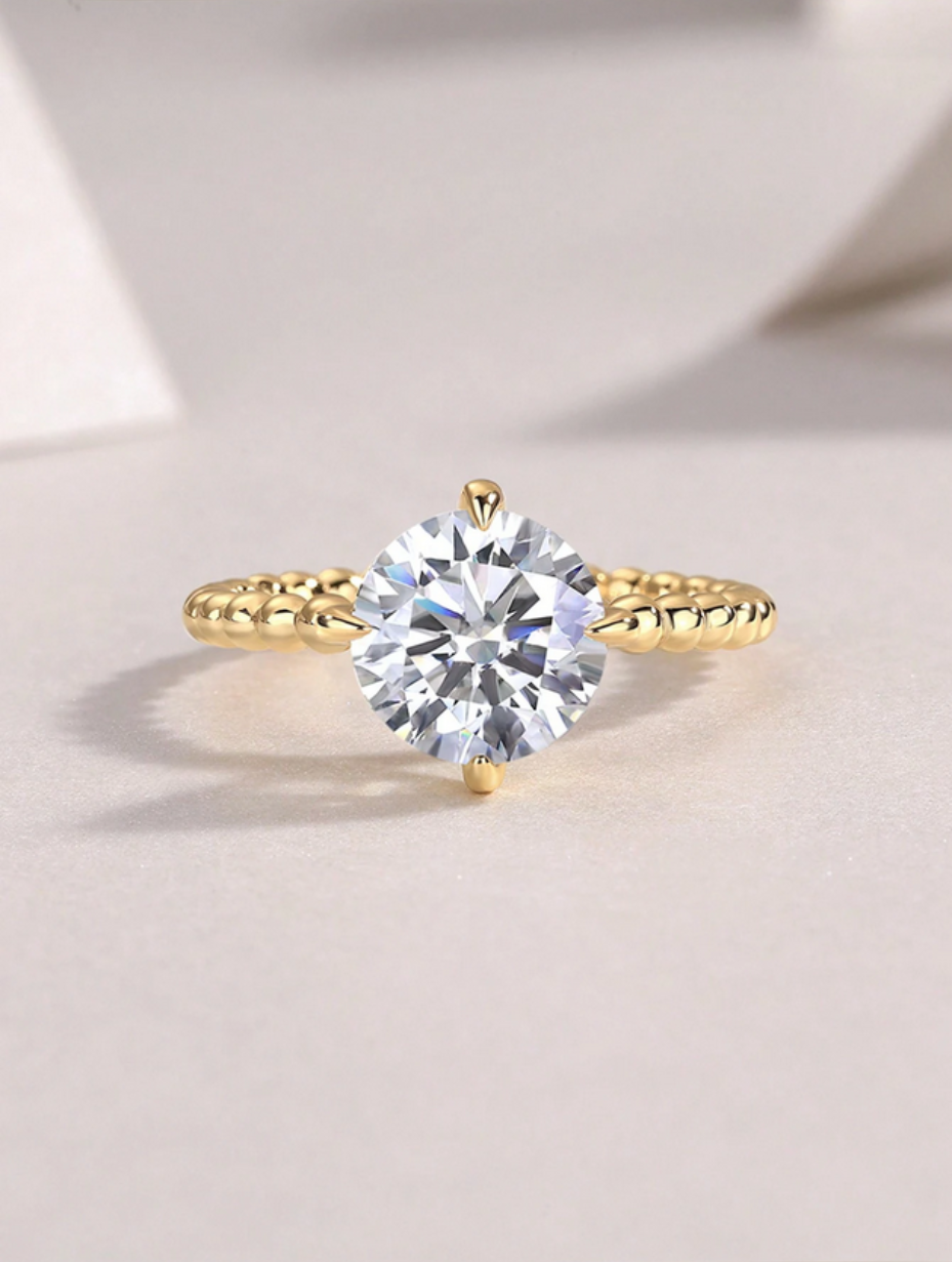 Unik Rund Moissanitring | 18 Karat Forgyldt