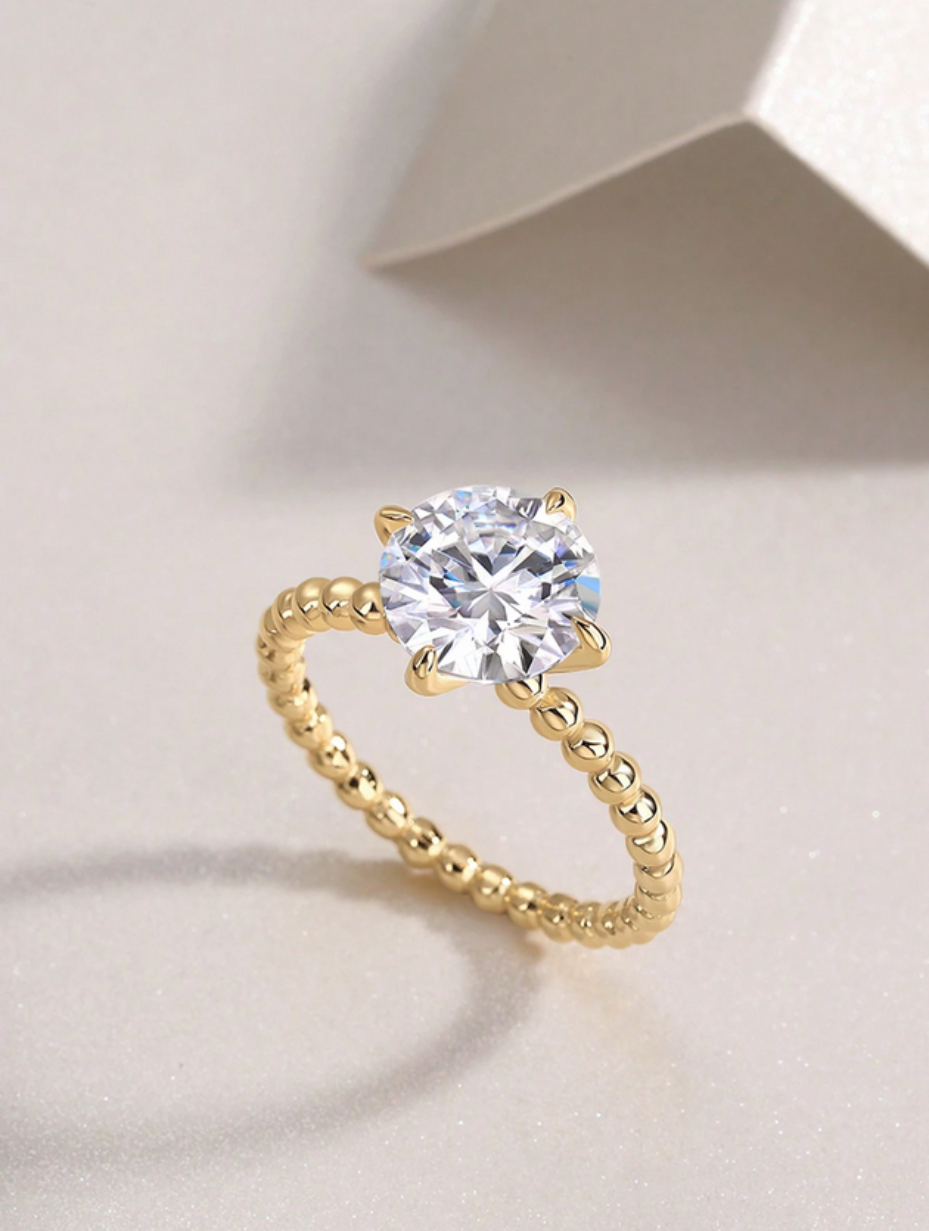 Unik Rund Moissanitring | 18 Karat Forgyldt