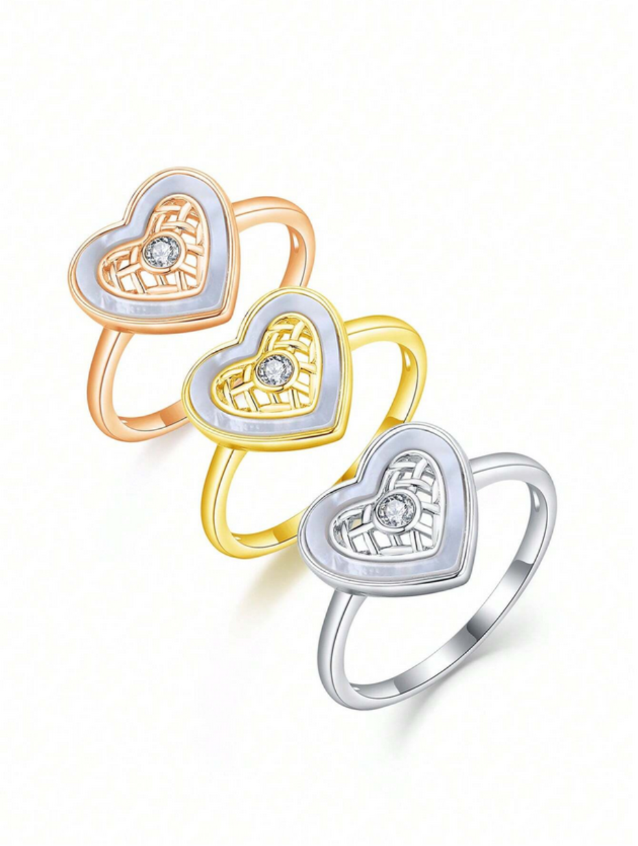 Heart Shell Moissanite Ring | Sterling Silver Beauty