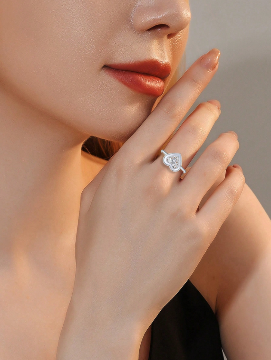 Heart Shell Moissanite Ring | Sterling Silver Beauty