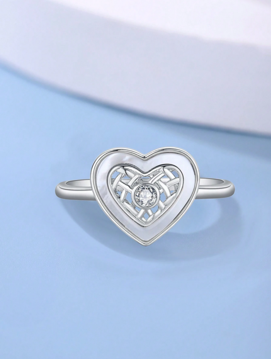 Heart Shell Moissanite Ring | Sterling Silver Beauty