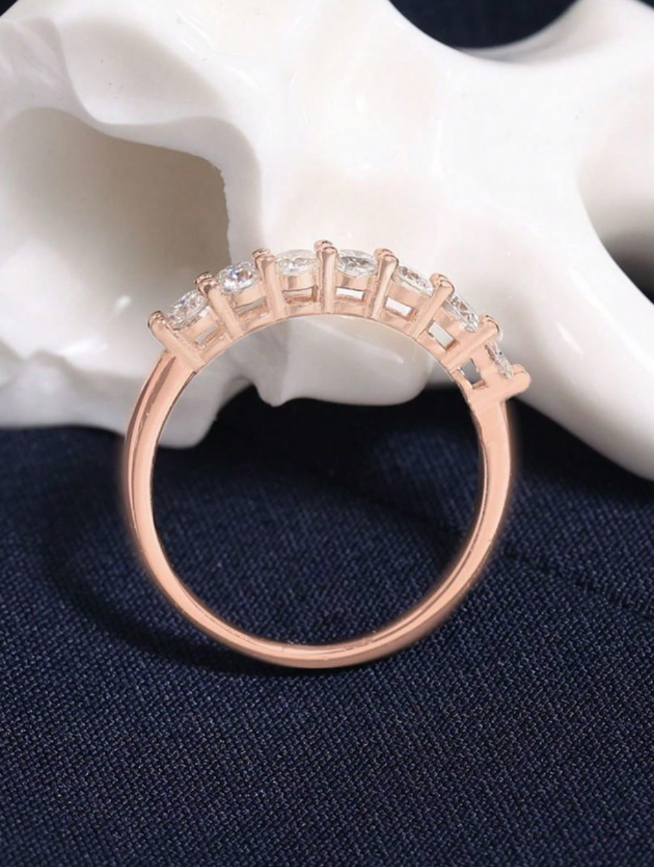 7-Row Moissanite Ring | Sterling Silver Elegance