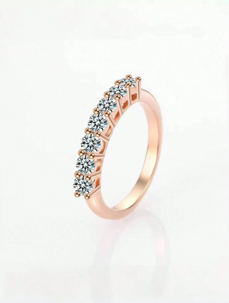7-Row Moissanite Ring | Sterling Silver Elegance