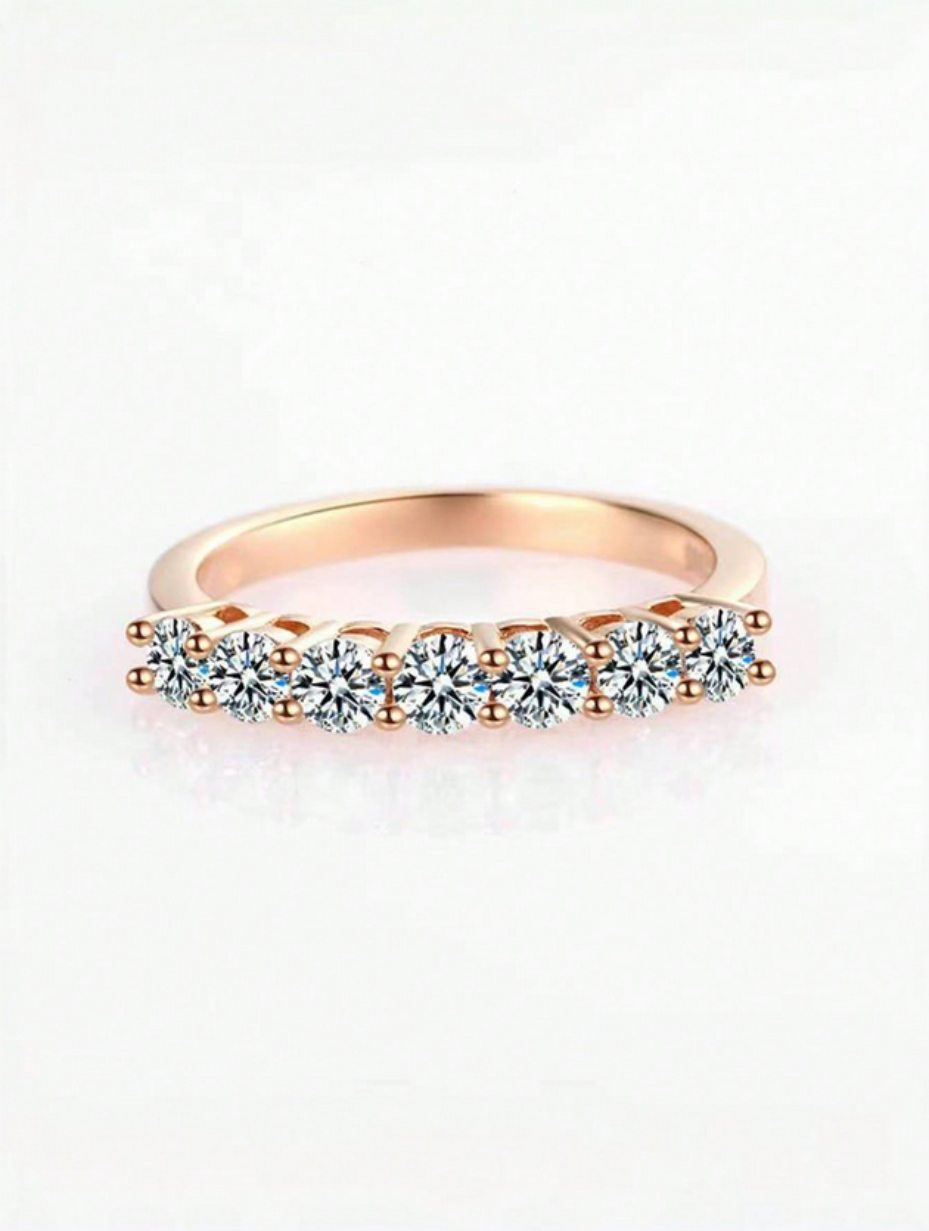7-Row Moissanite Ring | Sterling Silver Elegance