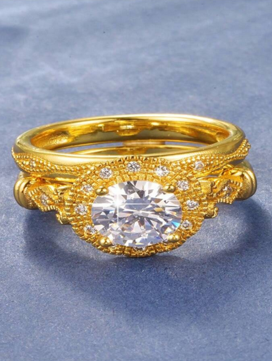 Elegant Sæt med Dobbelte Ringe | Sterling Sølvglans