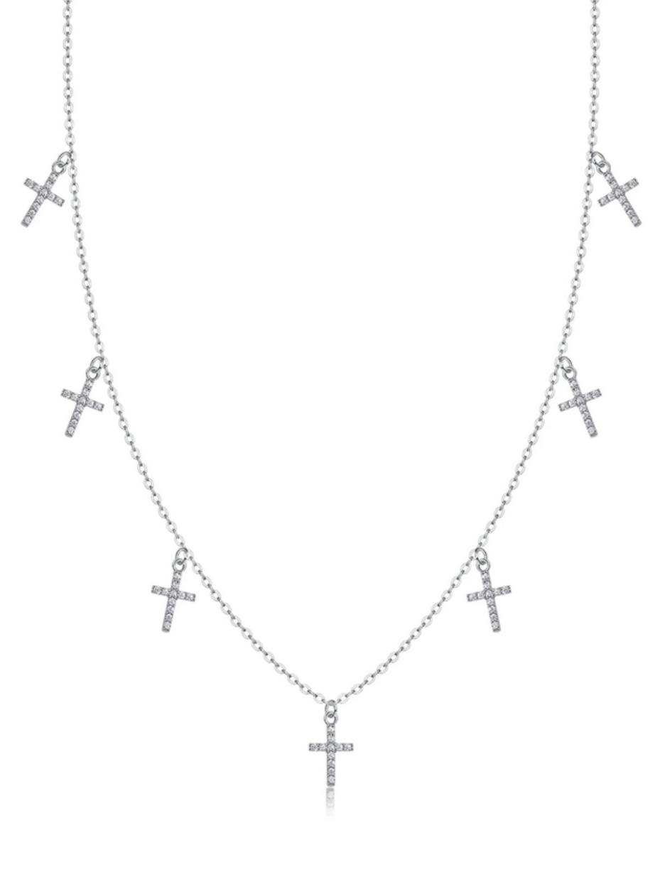 Moissanite Cross Necklace | 18K Gold-Plated