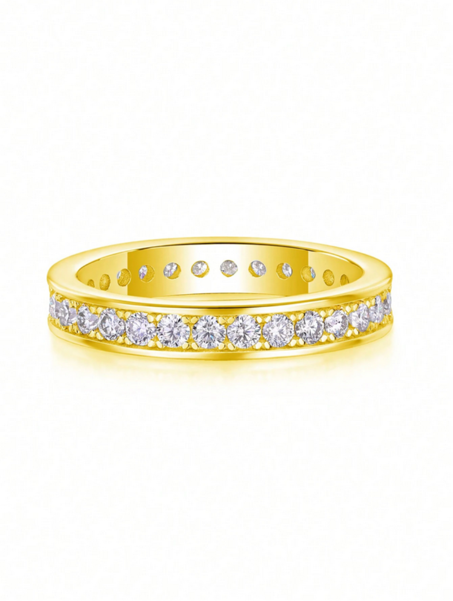 360° Moissanite Ring i Sterlingsølv | Unisex Design med Elegant Glans