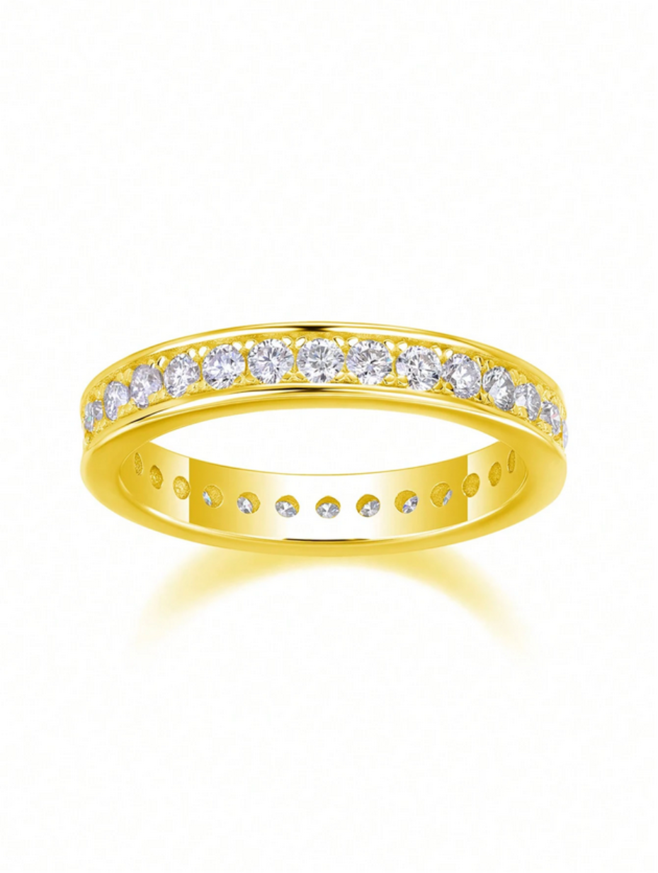 360° Moissanite Ring i Sterlingsølv | Unisex Design med Elegant Glans