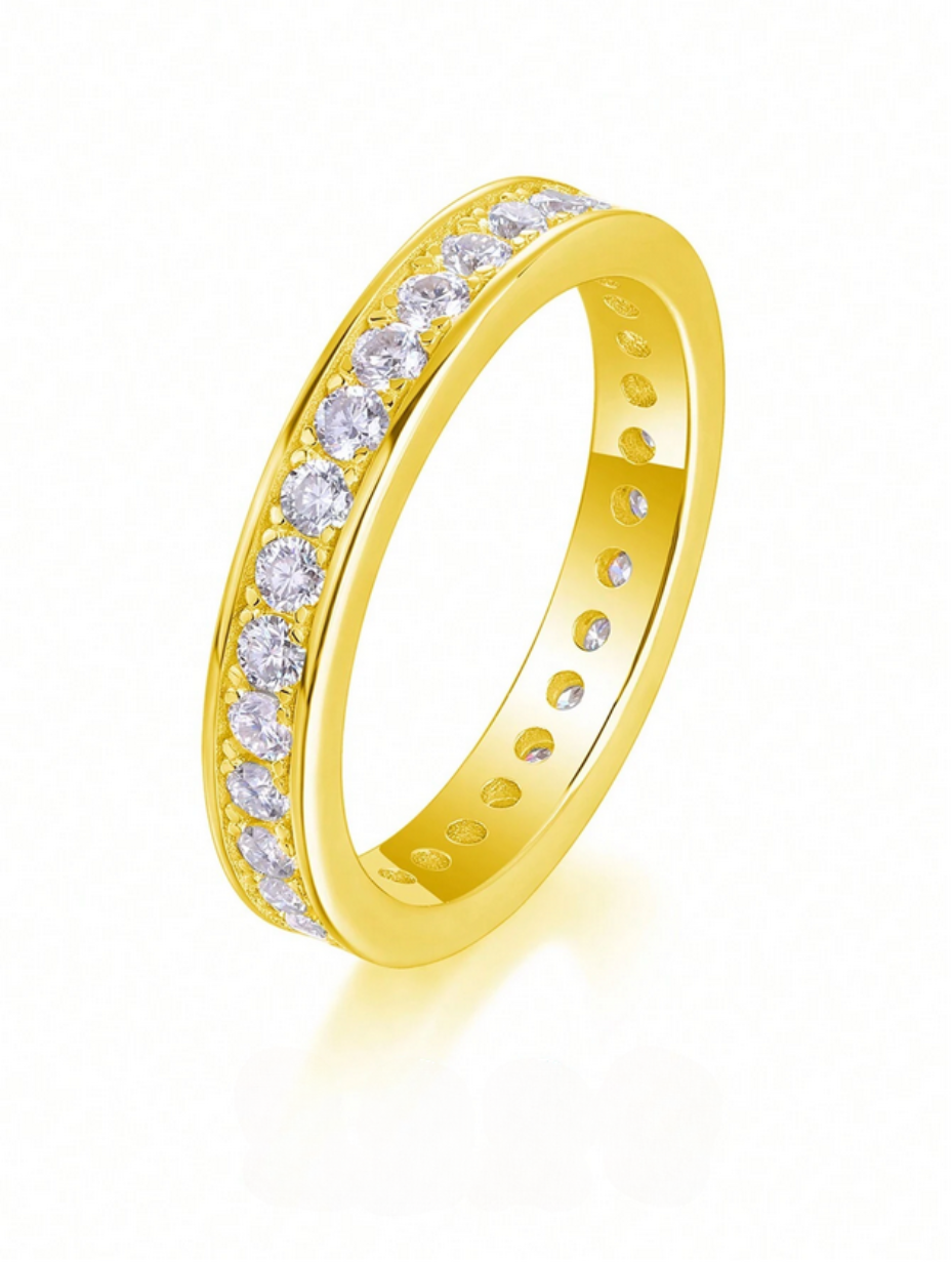360° Moissanite Ring i Sterlingsølv | Unisex Design med Elegant Glans