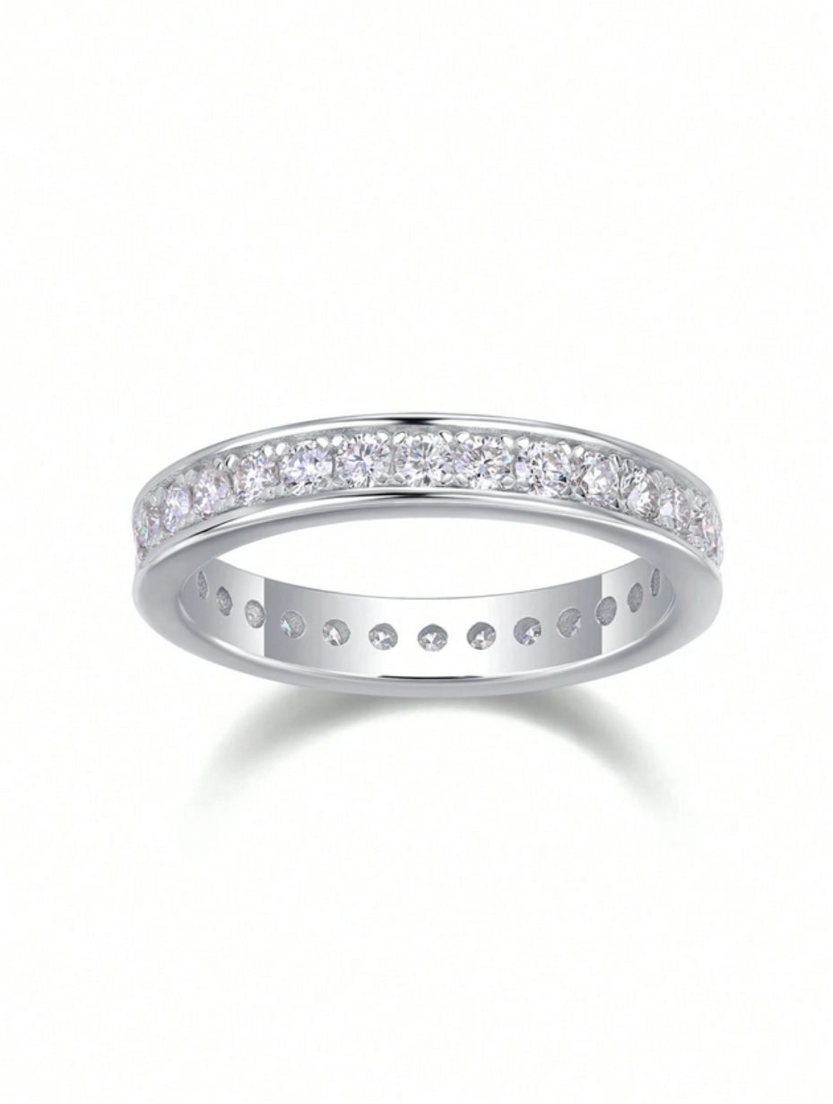 360° Moissanite Ring i Sterlingsølv | Unisex Design med Elegant Glans