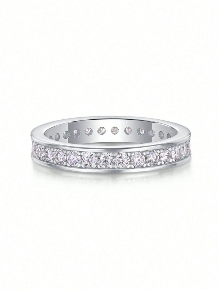 360° Moissanite Ring i Sterlingsølv | Unisex Design med Elegant Glans
