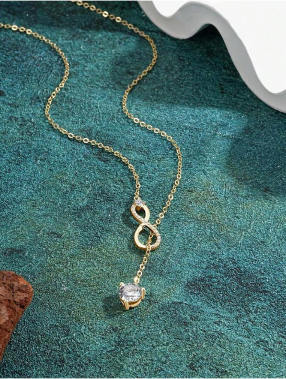 Shiny Moissanite Y-Shaped Necklace | Sterling Silver Bridal Jewelry