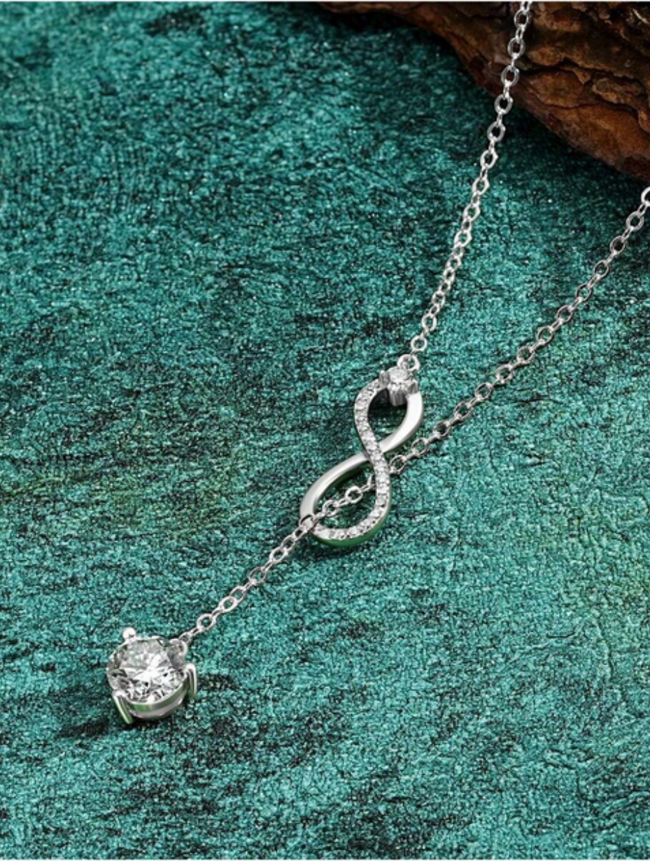 Shiny Moissanite Y-Shaped Necklace | Sterling Silver Bridal Jewelry