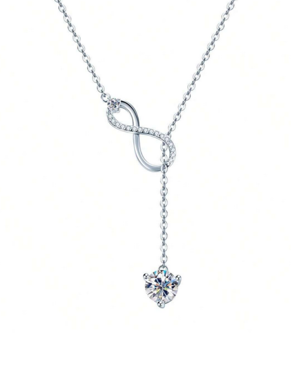 Shiny Moissanite Y-Shaped Necklace | Sterling Silver Bridal Jewelry
