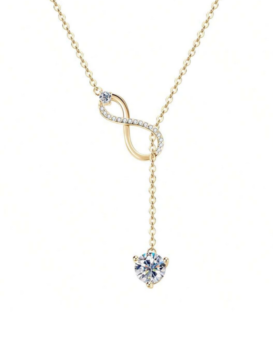 Shiny Moissanite Y-Shaped Necklace | Sterling Silver Bridal Jewelry