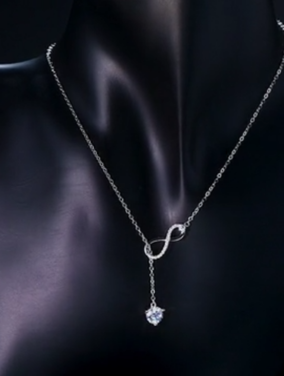 Shiny Moissanite Y-Shaped Necklace | Sterling Silver Bridal Jewelry