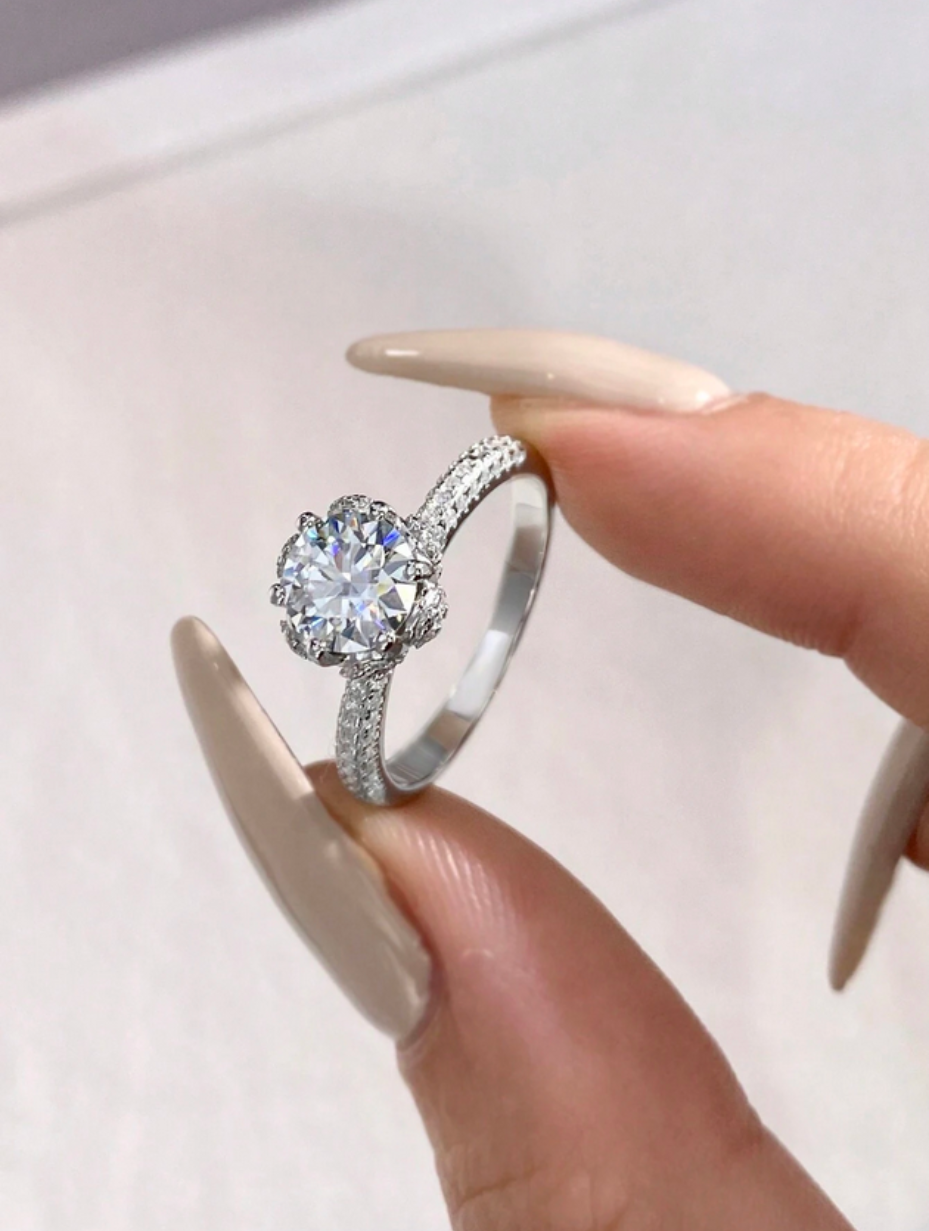 Moissanit Evigheds Ring | Sterling Sølv Bånd