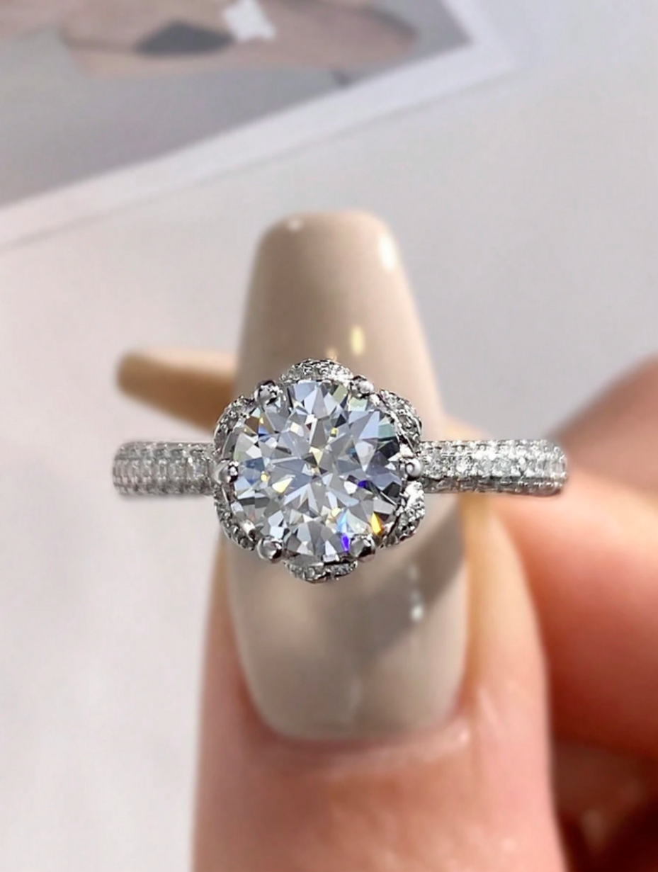 Moissanit Evigheds Ring | Sterling Sølv Bånd
