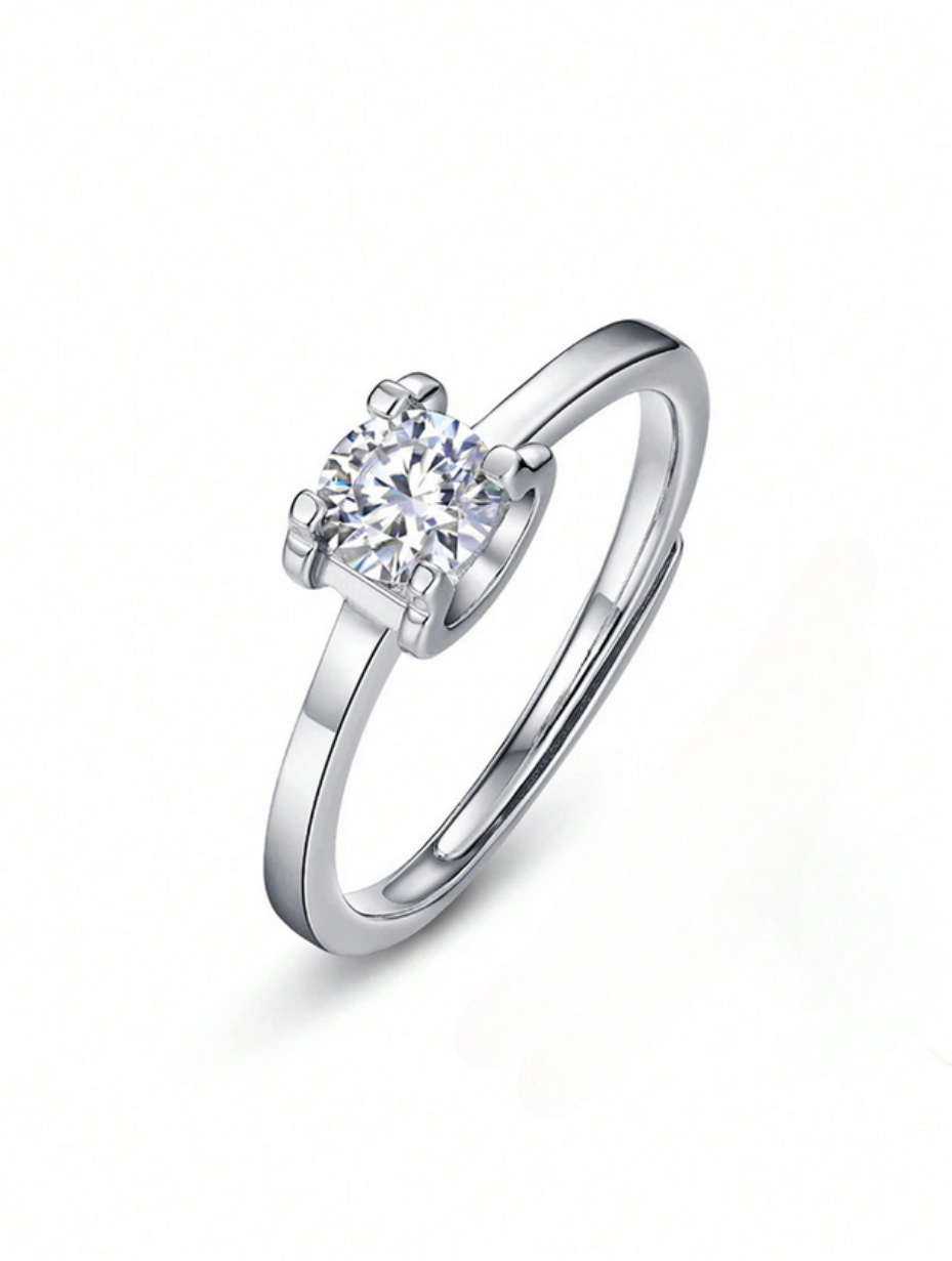 Oksehorn Moissanit Ring | Sterling Sølv