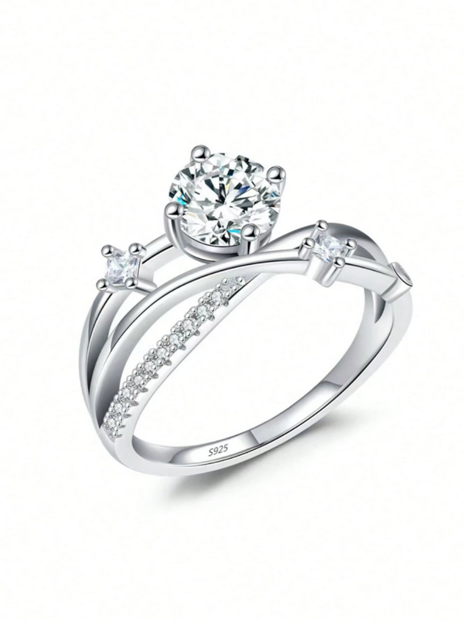 Twisted Moissanite Ring | Sterling Silver
