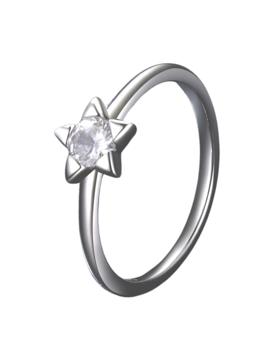 Star Moissanite Ring | Sterling Silver
