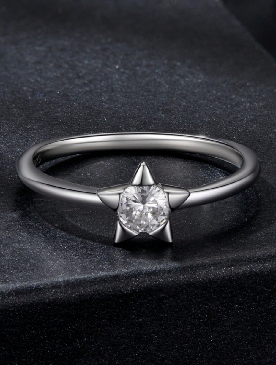 Star Moissanite Ring | Sterling Silver