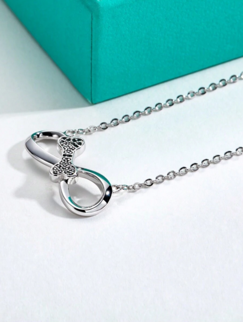 Black Moissanite Bowknot Choker Necklace | Elegant Symbol of Eternity
