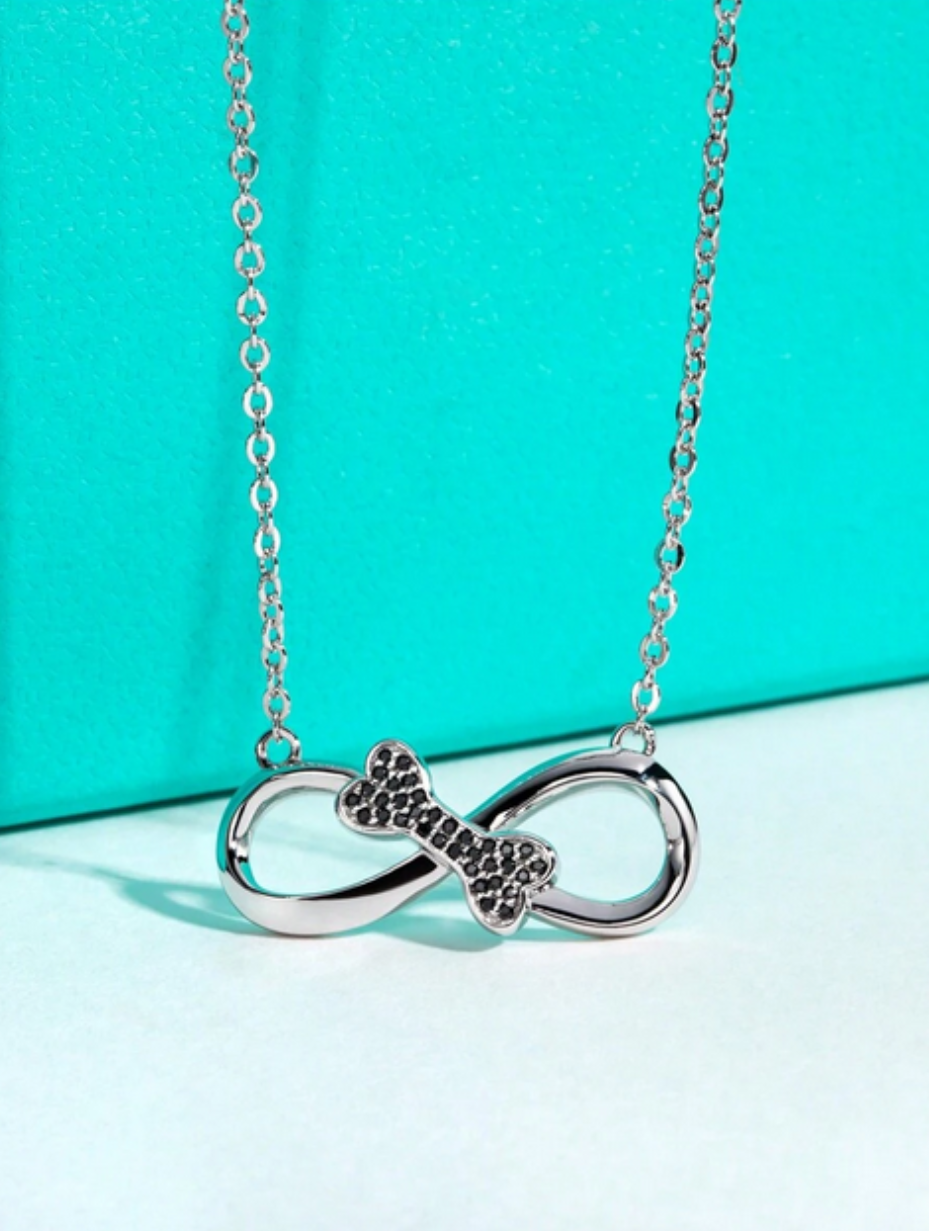 Black Moissanite Bowknot Choker Necklace | Elegant Symbol of Eternity