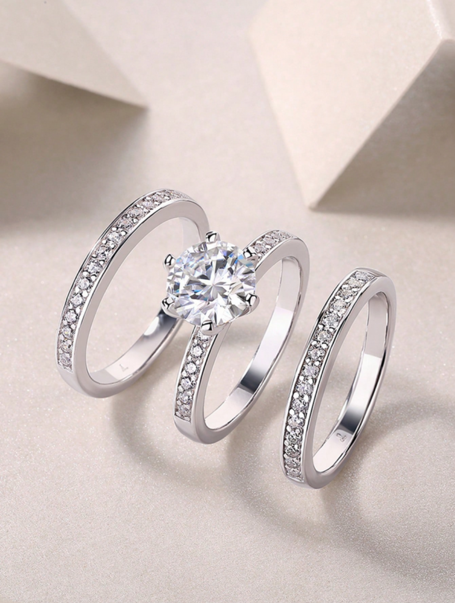 Luxury Moissanite Stacking Rings Set | Elegant & Sophisticated