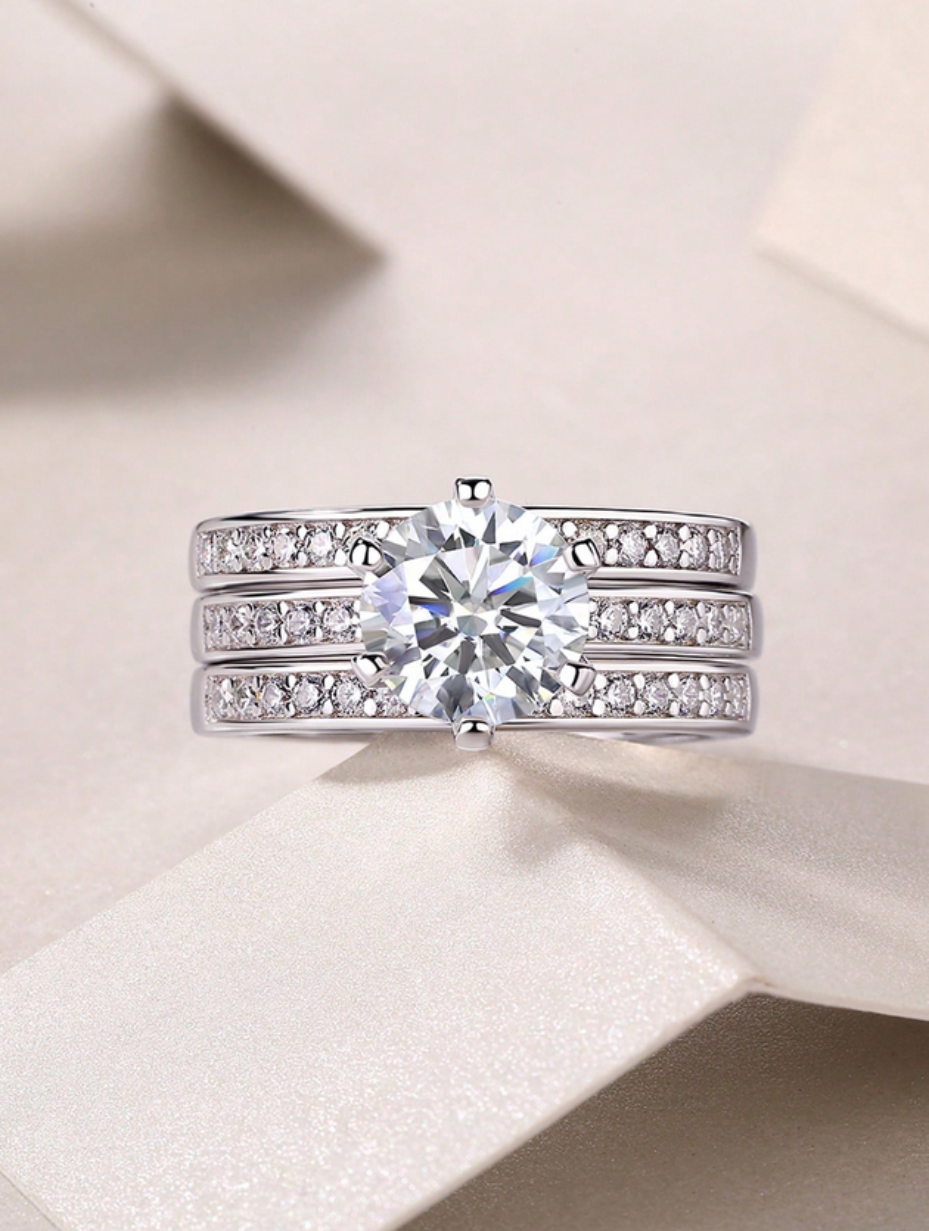 Luxury Moissanite Stacking Rings Set | Elegant & Sophisticated