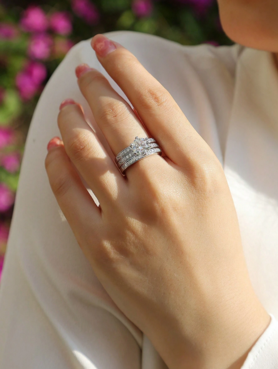 Luxury Moissanite Stacking Rings Set | Elegant & Sophisticated