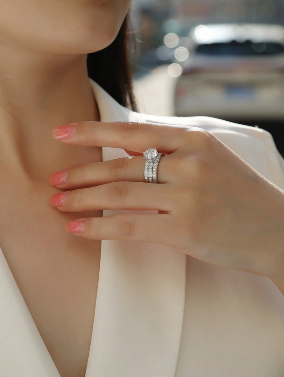 Luxury Moissanite Stacking Rings Set | Elegant & Sophisticated