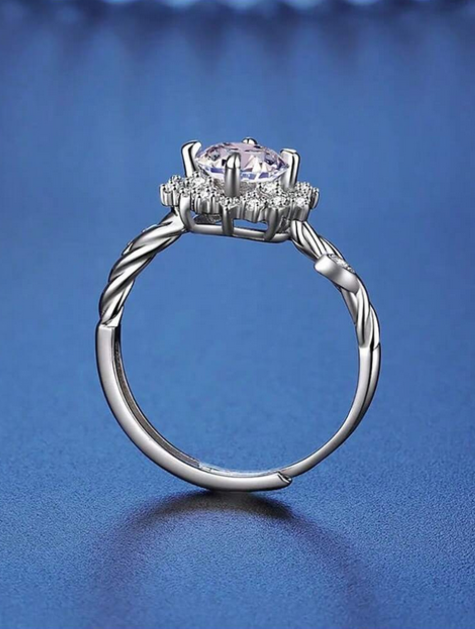 Moderigtig Farvet Moissanit Ring | Justerbar Luksus
