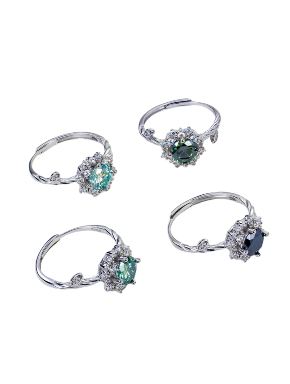 Moderigtig Farvet Moissanit Ring | Justerbar Luksus