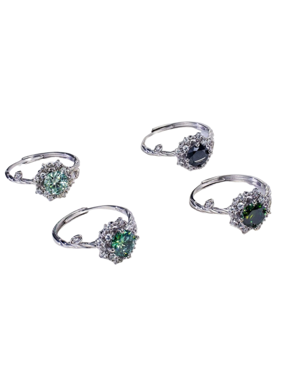 Moderigtig Farvet Moissanit Ring | Justerbar Luksus
