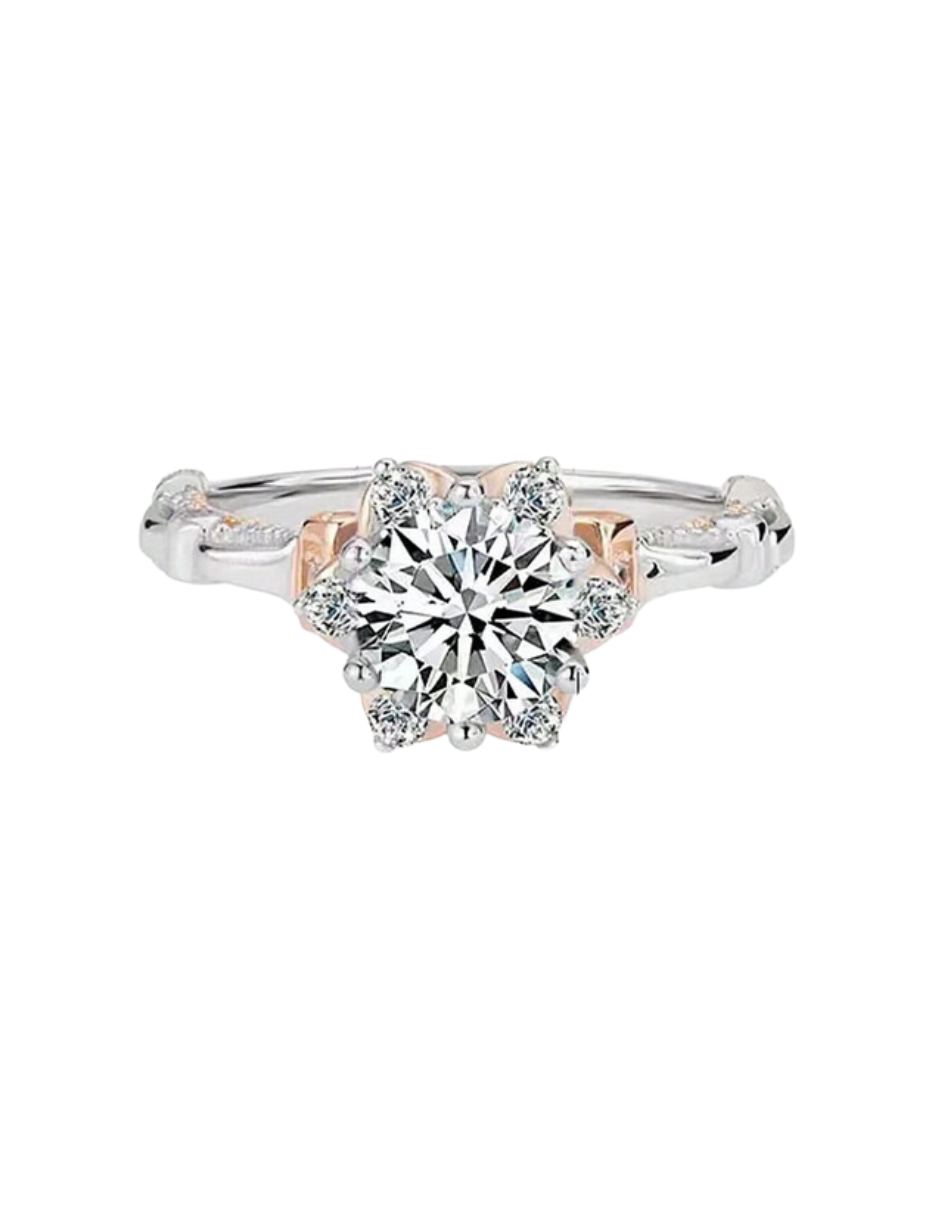 Tofarvet Stjerneformet Moissanitring | S925 Luksus